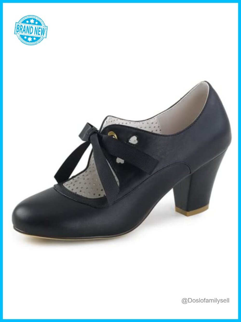 Women's Mary Jane Pumps Chunky Block Heel Round Toe Lace Up Vintage